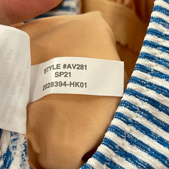 NWT J. Crew 4 Lace Up One Piece Swimsuit Faded Stripe Blue White AV281 - Picture 8 of 9